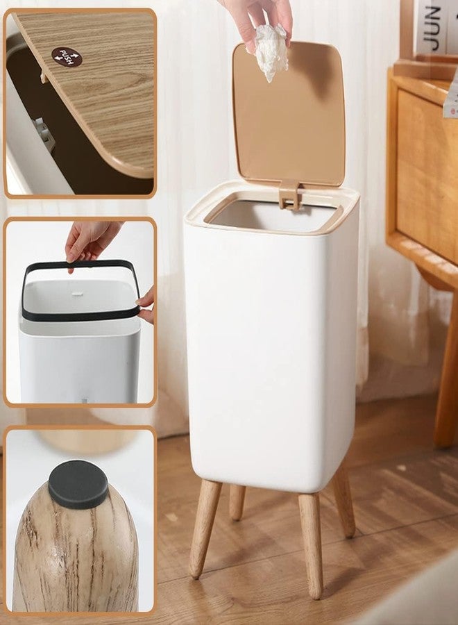JUGTE Luxury Garbage Dustbin Dog Proof Trash Can Push Top Trash Can with Lid White Top Spring Waste Basket Square Trash bin with Legs Kitchen/Bathroom Dustbin - 9Liter (Square) - Image 4